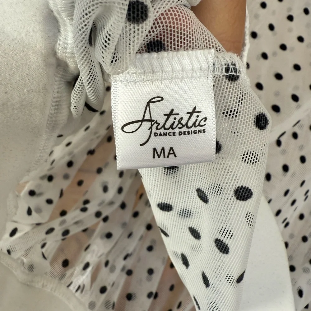 Sheer Polka Dot Crop Top - White and Black - Picture 6 of 8